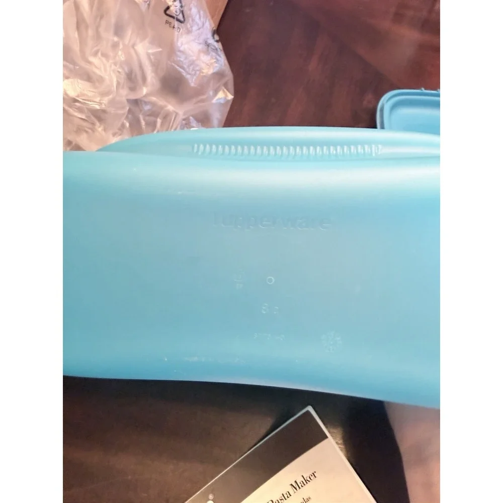 Tupperware Microwave Pasta Maker Spaghetti Cooker Steamer Strainer Blue 6775
